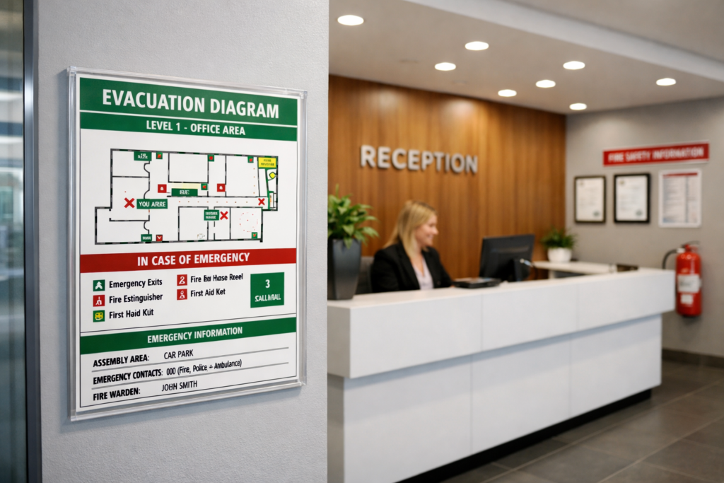 Commercial office evacuation diagram required under Australian safety regulations