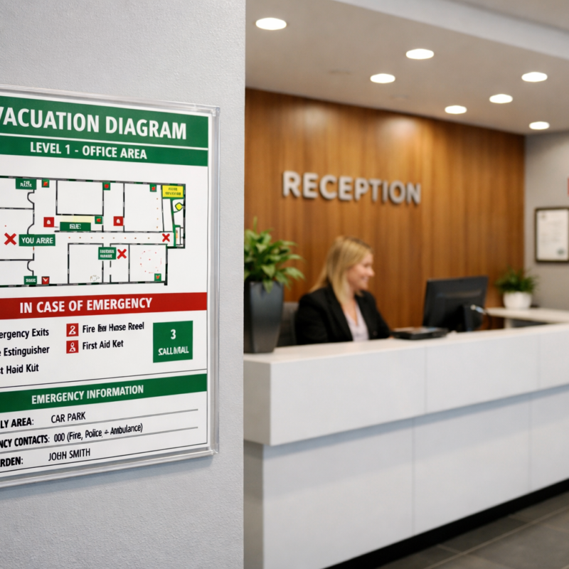 Commercial office evacuation diagram required under Australian safety regulations