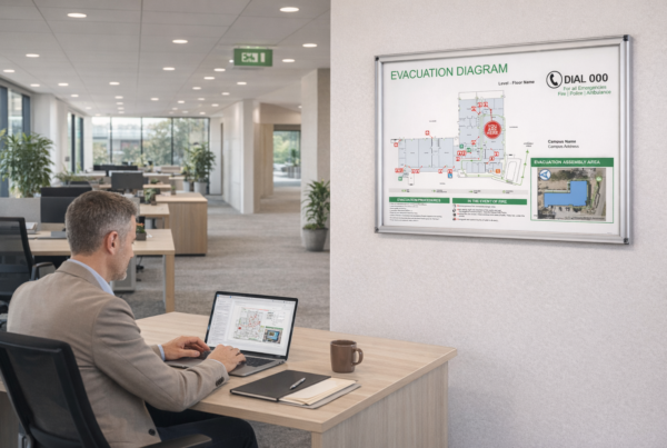 Facility manager buying evacuation diagrams online for Australian commercial building